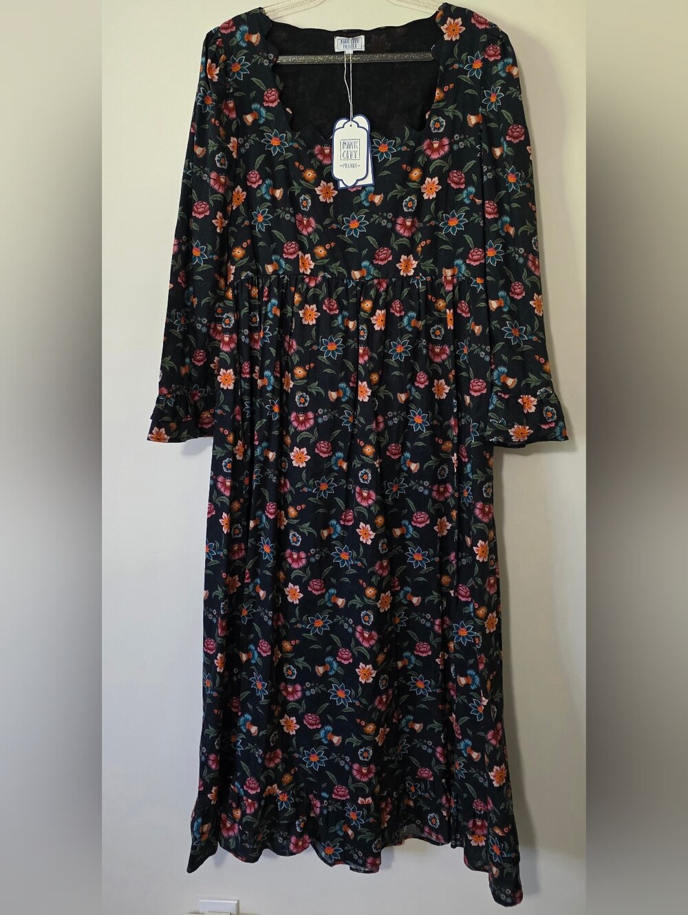 NWT Pink City Prints Tilda Dress Chatsworth Print Organic Cotton Boho Large